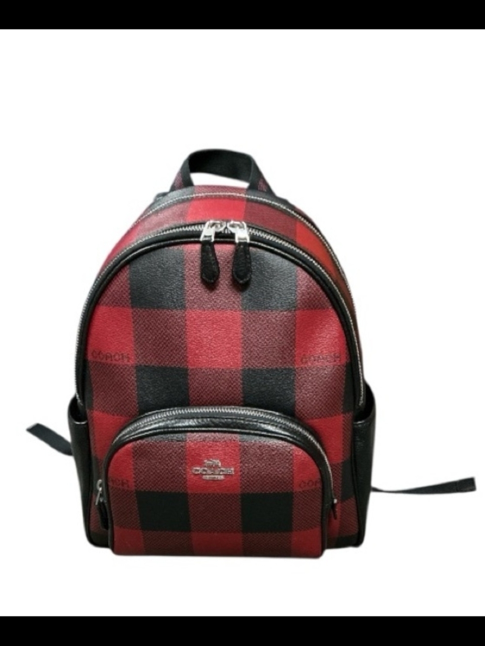 Coach Red & Black Buffalo Check Mini Backpack